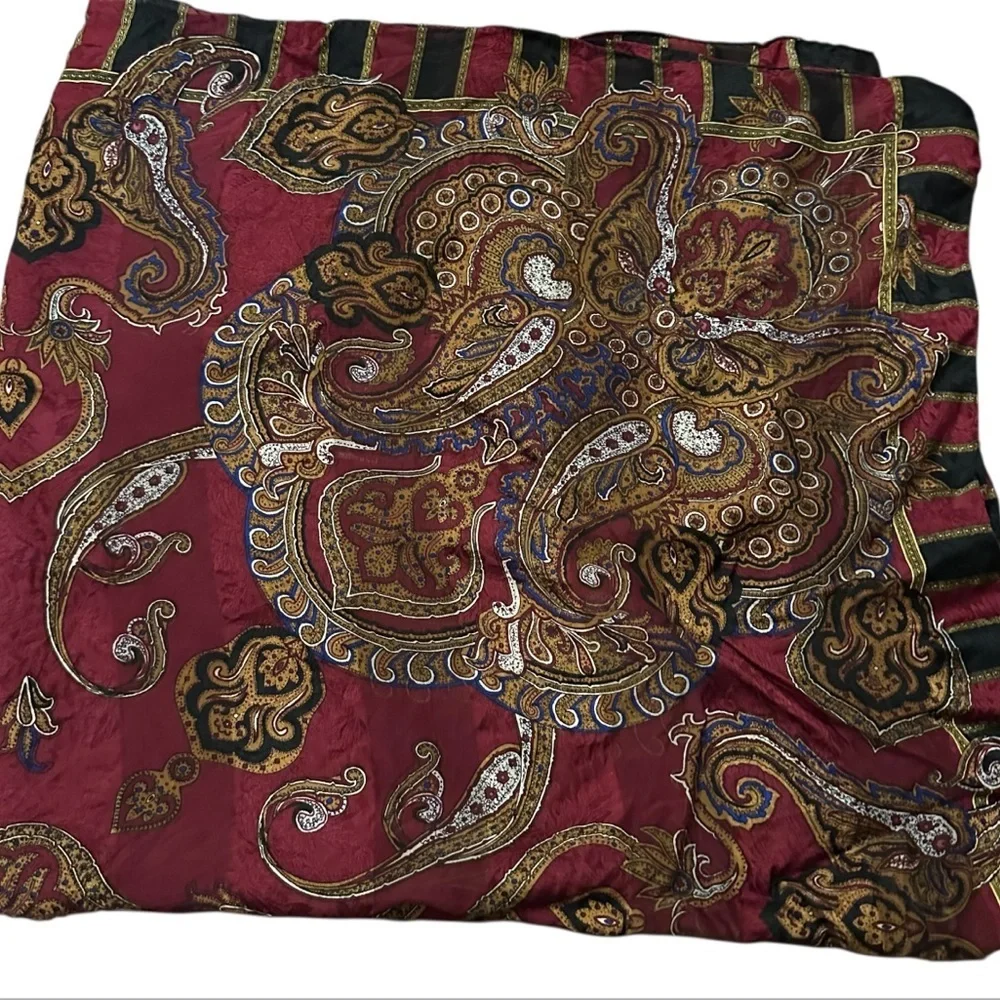 EUC Jones New York Elegant Paisley Red and Gold Scarf